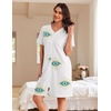 image:imageEkouaer Women Zipper Robe Waffle Bathrobe Short House Coat with Pockets  Lightweight Robe Short Sleeve Waffle Material V NeckSun Eye Print