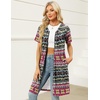 image:imageEkouaer Women Zipper Robe Waffle Bathrobe Short House Coat with Pockets  Lightweight Robe Short Sleeve Waffle Material V NeckTribal Geo Stripe