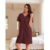image:imageEkouaer Women Zipper Robe Waffle Bathrobe Short House Coat with Pockets  Lightweight Robe Short Sleeve Waffle Material V NeckWine Red