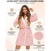 image:imageEkouaer Womens Hooded Bathrobe Short Fleece Robe Soft Luxury Sleepwear  Ultra Soft amp Textured Fleece Skin Friendly Long Sleeve Big Hooded Knee Length Warm and Cute BathrobeA Hot Pinkjacquard