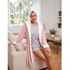 image:imageEkouaer Womens Hooded Bathrobe Short Fleece Robe Soft Luxury Sleepwear  Ultra Soft amp Textured Fleece Skin Friendly Long Sleeve Big Hooded Knee Length Warm and Cute BathrobeA Hot Pinkjacquard