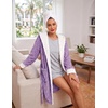 image:imageEkouaer Womens Hooded Bathrobe Short Fleece Robe Soft Luxury Sleepwear  Ultra Soft amp Textured Fleece Skin Friendly Long Sleeve Big Hooded Knee Length Warm and Cute BathrobePurplejacquard