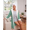 image:imageEkouaer Womens Hooded Bathrobe Short Fleece Robe Soft Luxury Sleepwear  Ultra Soft amp Textured Fleece Skin Friendly Long Sleeve Big Hooded Knee Length Warm and Cute BathrobeGreenjacquard