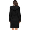 image:imageEkouaer Womens Hooded Bathrobe Short Fleece Robe Soft Luxury Sleepwear  Ultra Soft amp Textured Fleece Skin Friendly Long Sleeve Big Hooded Knee Length Warm and Cute BathrobeA Blackjacquard