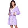 image:imageEkouaer Womens Hooded Bathrobe Short Fleece Robe Soft Luxury Sleepwear  Ultra Soft amp Textured Fleece Skin Friendly Long Sleeve Big Hooded Knee Length Warm and Cute BathrobeZ Lavender