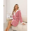 image:imageEkouaer Womens Hooded Bathrobe Short Fleece Robe Soft Luxury Sleepwear  Ultra Soft amp Textured Fleece Skin Friendly Long Sleeve Big Hooded Knee Length Warm and Cute BathrobeB Rose Pink