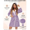 image:imageEkouaer Womens Hooded Bathrobe Short Fleece Robe Soft Luxury Sleepwear  Ultra Soft amp Textured Fleece Skin Friendly Long Sleeve Big Hooded Knee Length Warm and Cute BathrobePurplejacquard