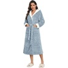 image:imageEkouaer Womens Plush Robes Long Soft Jacquard Fluffy Bathrobe Hooded Robe Sleepwear with PocketsLight Blue