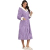 image:imageEkouaer Womens Plush Robes Long Soft Jacquard Fluffy Bathrobe Hooded Robe Sleepwear with PocketsLight Purple
