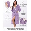 image:imageEkouaer Womens Plush Robes Long Soft Jacquard Fluffy Bathrobe Hooded Robe Sleepwear with PocketsLight Purple