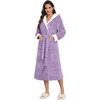image:imageEkouaer Womens Plush Robes Long Soft Jacquard Fluffy Bathrobe Hooded Robe Sleepwear with PocketsLight Purple
