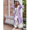 image:imageEkouaer Womens Robe Long Plush Soft Bathrobe Jacquard Color Block Robes Shawl Collar Sleepwear with Pockets