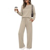 image:imageEkouaer 2 Piece Sets for Women Lounge Set Airport Fall Travel Outfits 2026  Pleated Top Long Sleeve Wide Leg Pants Casual Tracksuit Matching Sets Cozy Sweatsuits Vacation Fashion Women ClothingMoon Grey