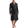 image:imageEkouaer Mens Robes Lightweight Waffle Knit Kimono Bathrobe Long Sleeve Sleepwear Soft Knee Length Robe with PocketsBlack