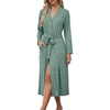 image:imageEkouaer Robes for Women Lightweight Long Bathrobe Soft Knit Bath Robe S2XL  Long Sleeve Two Deep Pockets Inner Tie and Fixed Outer Belt Great for Bathing Lounging SleepingBright Green
