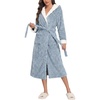 image:imageEkouaer Womens Plush Robes Long Soft Jacquard Fluffy Bathrobe Hooded Robe Sleepwear with PocketsLight Blue