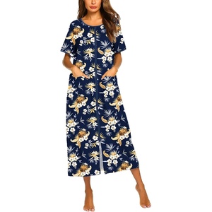 image:imageEkouaer Women Robe Zipper Short Sleeves Full Length House Coat with Pockets  Zip Up Bathrobe Short Sleeve Soft and LightweightCyellow Flower