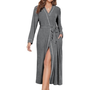image:imageEkouaer Womens Robes Lightweight Soft Knit Bathrobe Full Length Sleepwear  Ladies Loungewear Long Sleeve Soft Lightweight Fabric Daily Wear Pregnancy Birthdays Wedding NightsMedium Gray