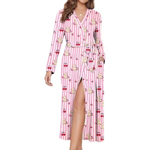 image:imageEkouaer Womens Robes Lightweight Soft Knit Bathrobe Full Length Sleepwear  Ladies Loungewear Long Sleeve Soft Lightweight Fabric Daily Wear Pregnancy Birthdays Wedding NightsPink Stripe Teddy Bear