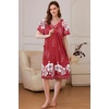 image:imageEkouaer Womens Zipper Front Mumu Duster Robes with Pockets Soft Housecoat  Soft material Zipfront Pleated neckline Short sleeves Two pockets Knee length Housecoat Night gown Lounge robeWine Red Floral