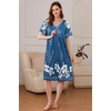 image:imageEkouaer Womens Zipper Front Mumu Duster Robes with Pockets Soft Housecoat  Soft material Zipfront Pleated neckline Short sleeves Two pockets Knee length Housecoat Night gown Lounge robeFloral Blue