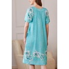 image:imageEkouaer Womens Zipper Front Mumu Duster Robes with Pockets Soft Housecoat  Soft material Zipfront Pleated neckline Short sleeves Two pockets Knee length Housecoat Night gown Lounge robeA Green Floral