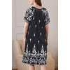 image:imageEkouaer Womens Zipper Front Mumu Duster Robes with Pockets Soft Housecoat  Soft material Zipfront Pleated neckline Short sleeves Two pockets Knee length Housecoat Night gown Lounge robeWhite Black Floral