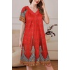 image:imageEkouaer Womens Zipper Front Mumu Duster Robes with Pockets Soft Housecoat  Soft material Zipfront Pleated neckline Short sleeves Two pockets Knee length Housecoat Night gown Lounge robeFeather Red