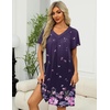 image:imageEkouaer Womens Zipper Front Mumu Duster Robes with Pockets Soft Housecoat  Soft material Zipfront Pleated neckline Short sleeves Two pockets Knee length Housecoat Night gown Lounge robeFloral Purple Black