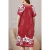 image:imageEkouaer Womens Zipper Front Mumu Duster Robes with Pockets Soft Housecoat  Soft material Zipfront Pleated neckline Short sleeves Two pockets Knee length Housecoat Night gown Lounge robeWine Red Floral