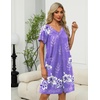 image:imageEkouaer Womens Zipper Front Mumu Duster Robes with Pockets Soft Housecoat  Soft material Zipfront Pleated neckline Short sleeves Two pockets Knee length Housecoat Night gown Lounge robeFloral Lilac