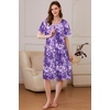 image:imageEkouaer Womens Zipper Front Mumu Duster Robes with Pockets Soft Housecoat  Soft material Zipfront Pleated neckline Short sleeves Two pockets Knee length Housecoat Night gown Lounge robeA Floral Purple