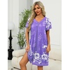 image:imageEkouaer Womens Zipper Front Mumu Duster Robes with Pockets Soft Housecoat  Soft material Zipfront Pleated neckline Short sleeves Two pockets Knee length Housecoat Night gown Lounge robeFloral Lilac