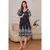 image:imageEkouaer Womens Zipper Front Mumu Duster Robes with Pockets Soft Housecoat  Soft material Zipfront Pleated neckline Short sleeves Two pockets Knee length Housecoat Night gown Lounge robeWhite Black Floral