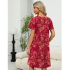 image:imageEkouaer Womens Zipper Front Mumu Duster Robes with Pockets Soft Housecoat  Soft material Zipfront Pleated neckline Short sleeves Two pockets Knee length Housecoat Night gown Lounge robeRed Floral