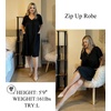image:imageEkouaer Womens Zipper Front Mumu Duster Robes with Pockets Soft Housecoat  Soft material Zipfront Pleated neckline Short sleeves Two pockets Knee length Housecoat Night gown Lounge robeBlack