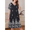 image:imageEkouaer Womens Zipper Front Mumu Duster Robes with Pockets Soft Housecoat  Soft material Zipfront Pleated neckline Short sleeves Two pockets Knee length Housecoat Night gown Lounge robeWhite Black Floral