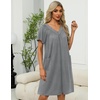 image:imageEkouaer Womens Zipper Front Mumu Duster Robes with Pockets Soft Housecoat  Soft material Zipfront Pleated neckline Short sleeves Two pockets Knee length Housecoat Night gown Lounge robeGrey
