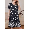 image:imageEkouaer Womens Zipper Front Mumu Duster Robes with Pockets Soft Housecoat  Soft material Zipfront Pleated neckline Short sleeves Two pockets Knee length Housecoat Night gown Lounge robeWhite Butterfly