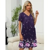 image:imageEkouaer Womens Zipper Front Mumu Duster Robes with Pockets Soft Housecoat  Soft material Zipfront Pleated neckline Short sleeves Two pockets Knee length Housecoat Night gown Lounge robeFloral Purple Black