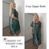 image:imageEkouaer Womens Zipper Front Mumu Duster Robes with Pockets Soft Housecoat  Soft material Zipfront Pleated neckline Short sleeves Two pockets Knee length Housecoat Night gown Lounge robeGreen Ethnic Floral