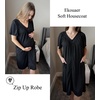 image:imageEkouaer Womens Zipper Front Mumu Duster Robes with Pockets Soft Housecoat  Soft material Zipfront Pleated neckline Short sleeves Two pockets Knee length Housecoat Night gown Lounge robeBlack