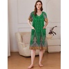 image:imageEkouaer Womens Zipper Front Mumu Duster Robes with Pockets Soft Housecoat  Soft material Zipfront Pleated neckline Short sleeves Two pockets Knee length Housecoat Night gown Lounge robeFeather Green