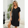 image:imageEkouaer Womens Zipper Front Mumu Duster Robes with Pockets Soft Housecoat  Soft material Zipfront Pleated neckline Short sleeves Two pockets Knee length Housecoat Night gown Lounge robeBlack