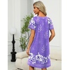 image:imageEkouaer Womens Zipper Front Mumu Duster Robes with Pockets Soft Housecoat  Soft material Zipfront Pleated neckline Short sleeves Two pockets Knee length Housecoat Night gown Lounge robeFloral Lilac