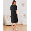 image:imageEkouaer Zipper Robes for Women Knee Length Bathrobe Lightweight Housecoat Short Sleeve Nightgown with Pockets S3XLBlack