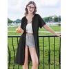 image:imageEkouaer Zipper Robes for Women Knee Length Bathrobe Lightweight Housecoat Short Sleeve Nightgown with Pockets S3XLBlack