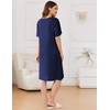 image:imageEkouaer Zipper Robes for Women Knee Length Bathrobe Lightweight Housecoat Short Sleeve Nightgown with Pockets S3XLNavy Blue