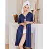 image:imageEkouaer Zipper Robes for Women Knee Length Bathrobe Lightweight Housecoat Short Sleeve Nightgown with Pockets S3XLNavy Blue