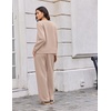 image:imageEkouaer 2 Piece Sets for Women 2026 Fall Lounge Sets Outfits O Neck Airport Travel Matching Sets Clothing SweatsuitsApricot